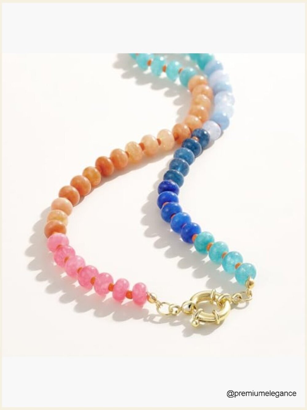 Natural Gemstone Beaded Choker Necklace Boho Handmade Summer Jewelry - Picture 4 of 7